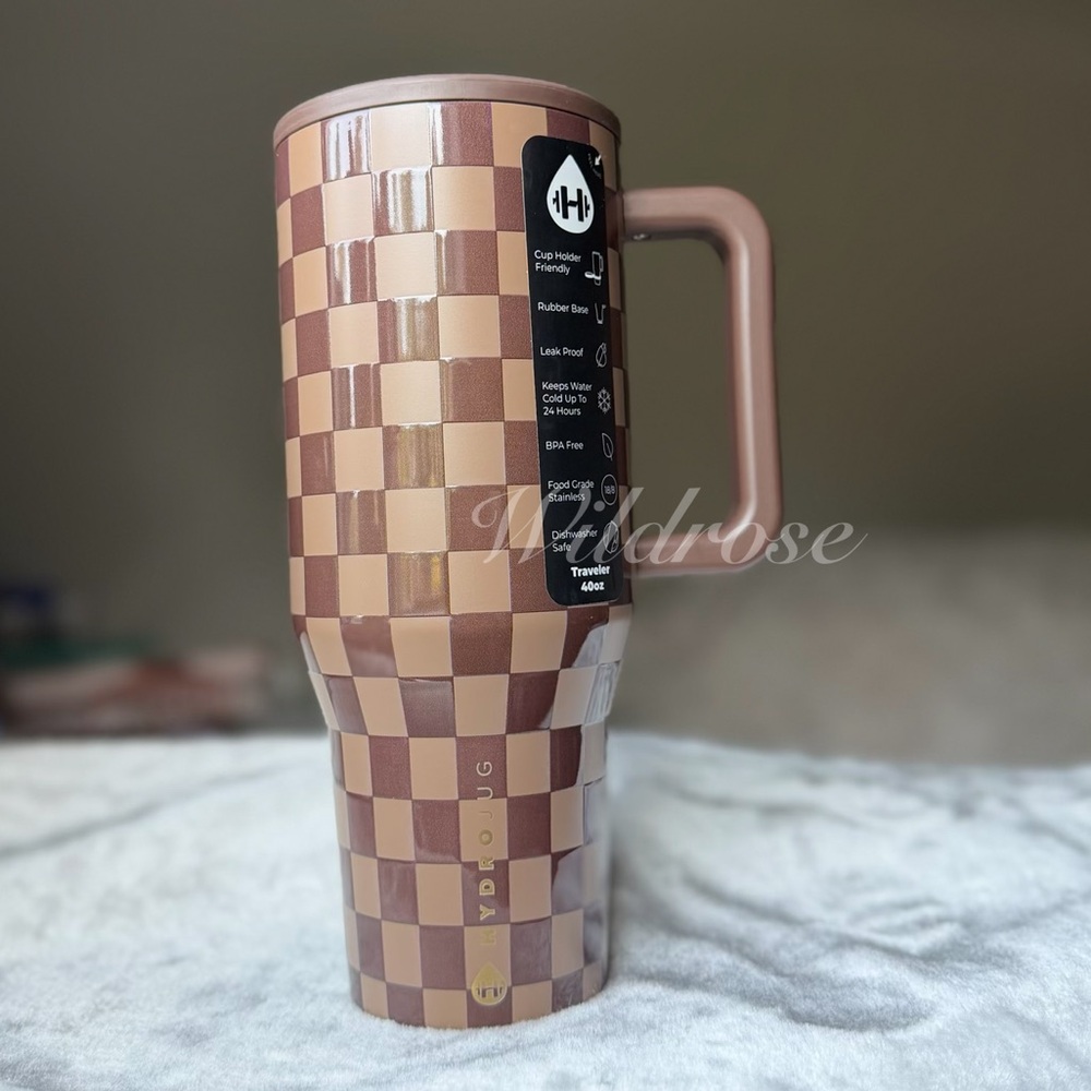 Hydrojug 2025 Fall Collection - AUTUMN CHECKERS - Brown Checker 40OZ NWT
